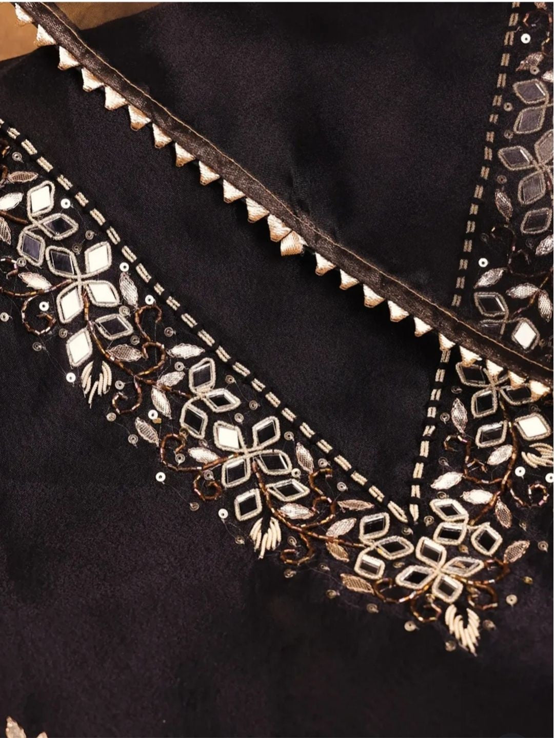 Tamira Black Unstitched Suit with Mirror Accents