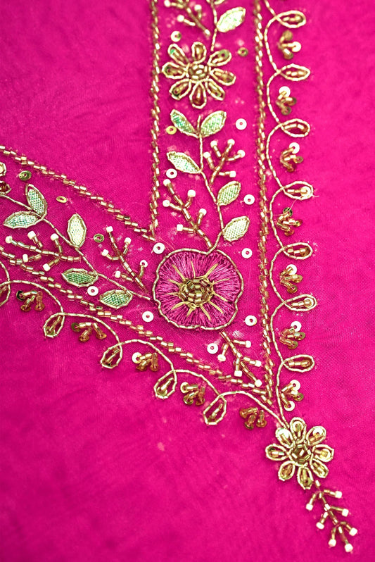 Fuchsia Gulrosh Floral Zari & Resham Thread Suit Set - Achrangi