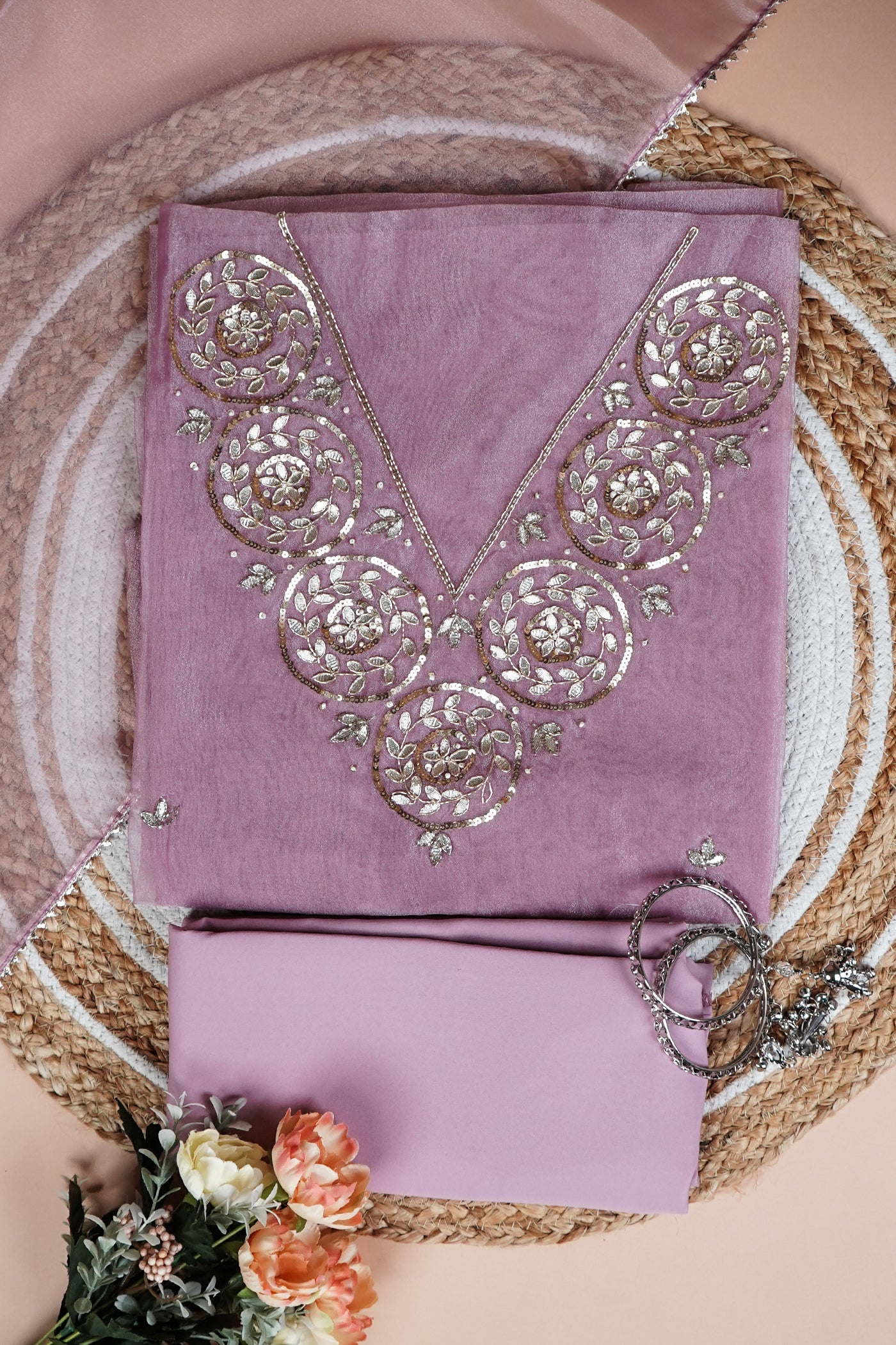 Rosy Noor Gota Patti Unstitched Suit Set