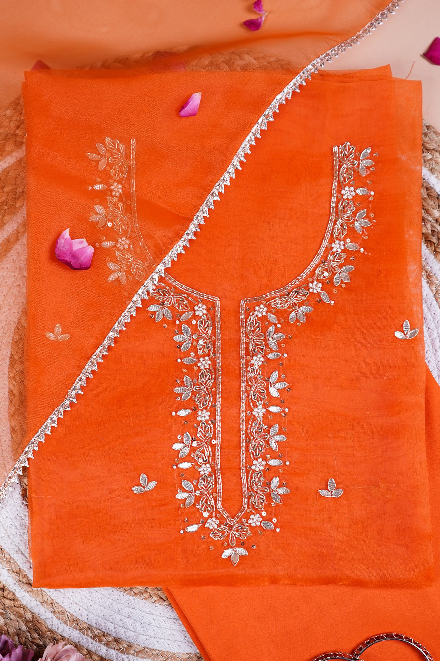 Amber Glow Zari And Gota Patti Suit Set