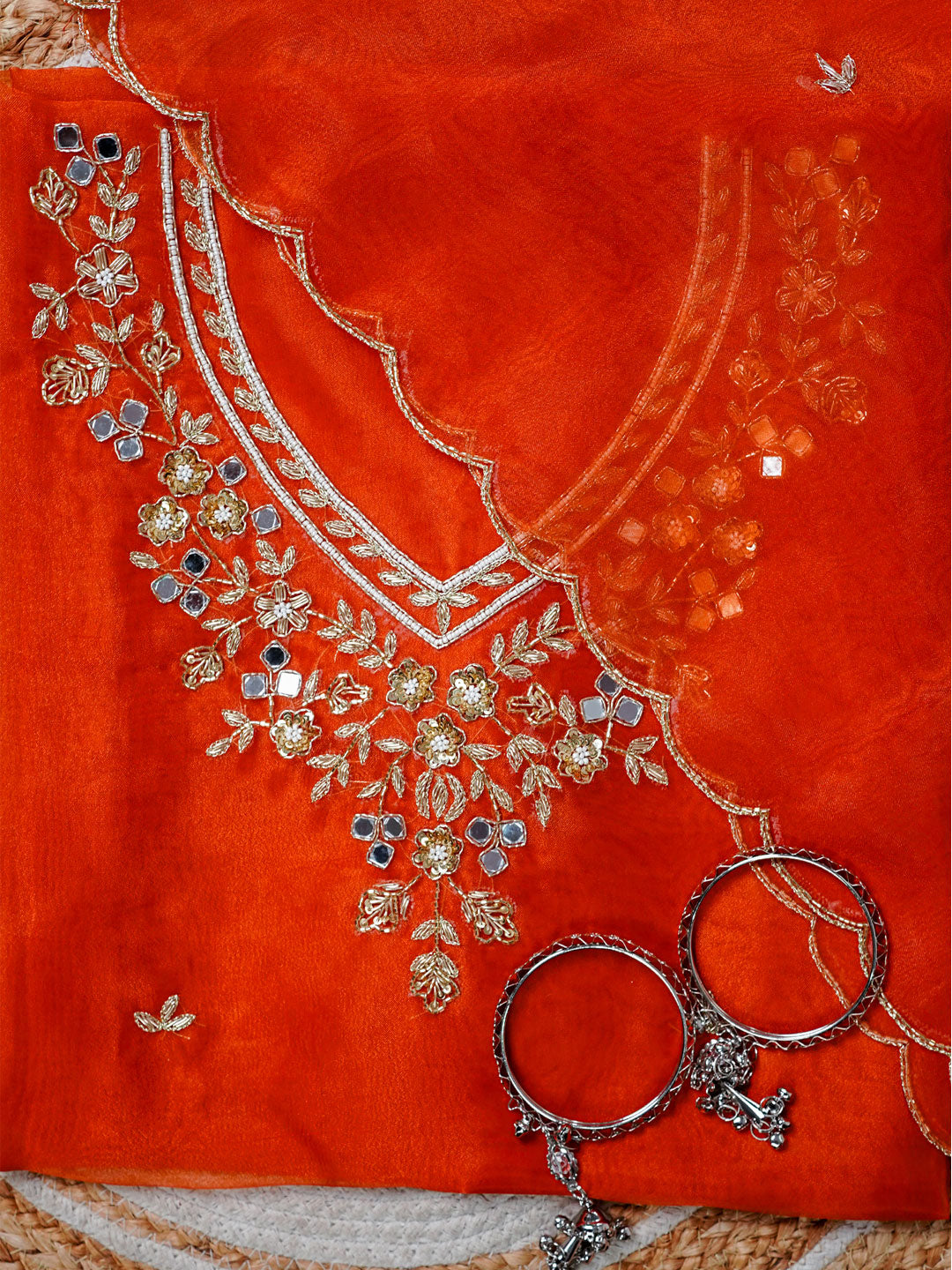 Utsav Floral Resham Hand Embroidered Unstitched Suit Set