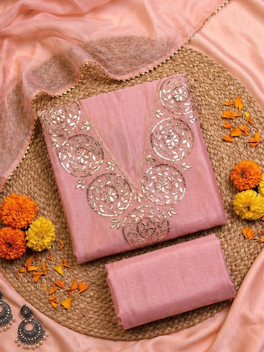 Rosy Noor Gota Patti Unstitched Suit Set