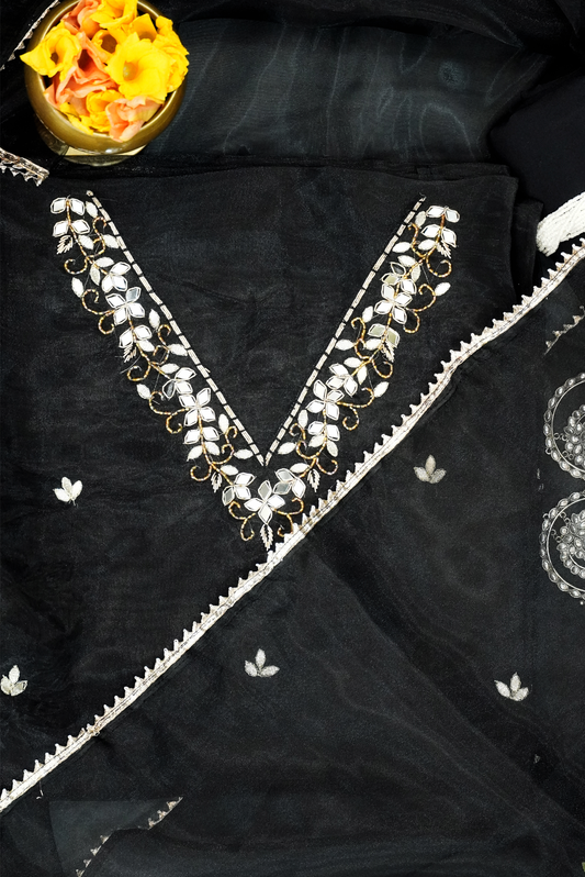 Tamira Black Unstitched Suit with Mirror Accents
