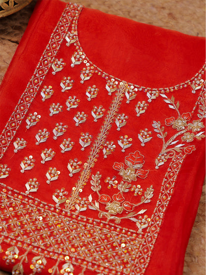Laal Rang Hand-Embroidered Unstitched Suit Set