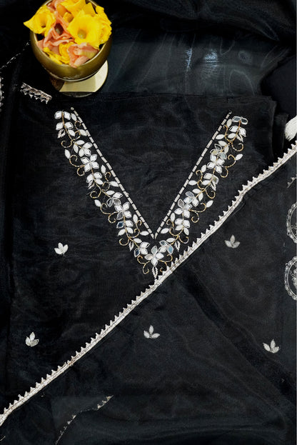 Tamira Black Unstitched Suit with Mirror Accents