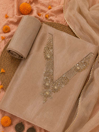 Sharvi Moora Unstitched Suit Set with Handcrafted Zardozi Work