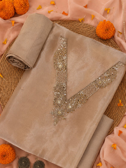 Sharvi Moora Unstitched Suit Set with Handcrafted Zardozi Work