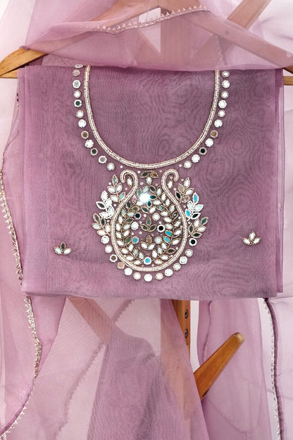 Varnika Pink Sandal Zari & Mirror Suit Set