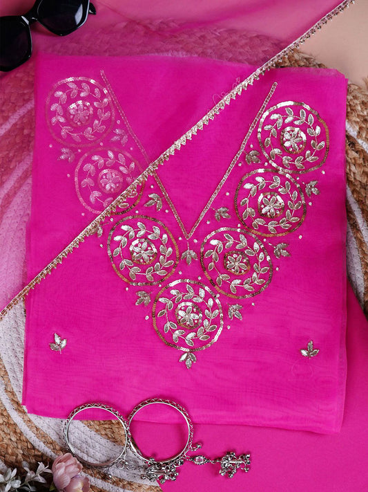 Gulaabi Noor Gota Patti Unstitched Suit Set