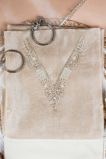 Sharvi Moora Unstitched Suit Set with Handcrafted Zardozi Work