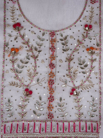 Shubhra Ivory Rose Organza Suit with Gota Zari Work