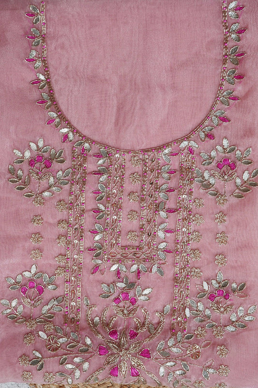 Blush Pink Unstitch Suit with Rich Gota Patti and Rani Thread Embroidery - Achrangi