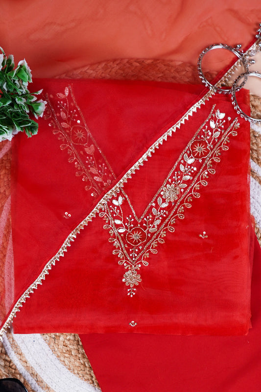 Sindoori Gulrosh Floral Zari & Resham Thread Suit Set