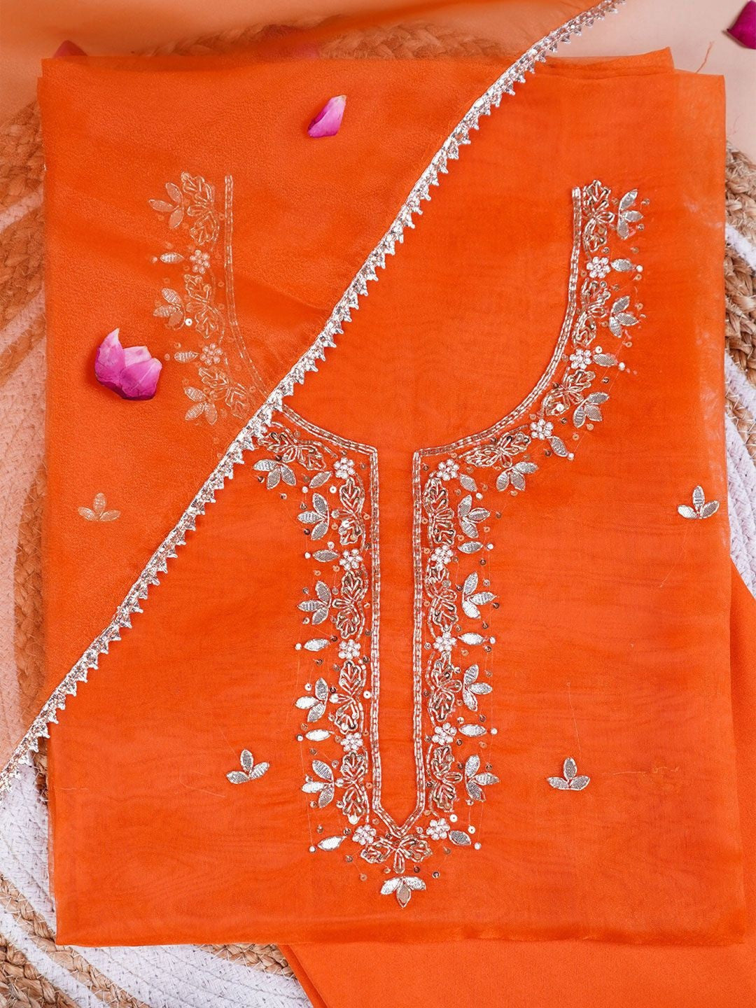 Amber Glow Zari And Gota Patti Suit Set