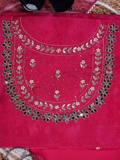 Magenta Meher Mirror Embroidered Unstitched Suit Set