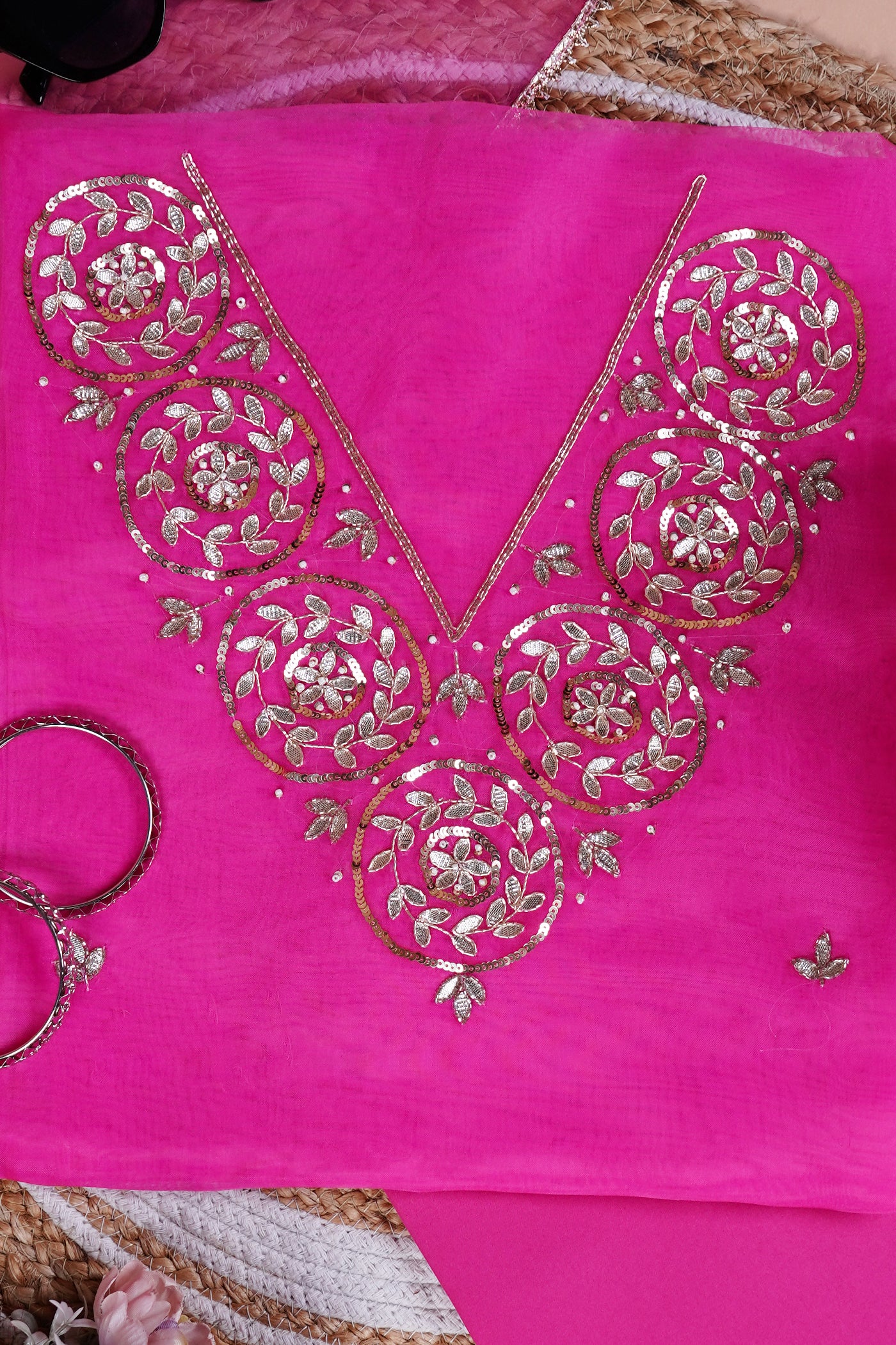 Gulaabi Noor Gota Patti Unstitched Suit Set