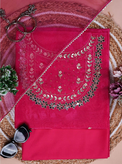 Magenta Meher Mirror Embroidered Unstitched Suit Set