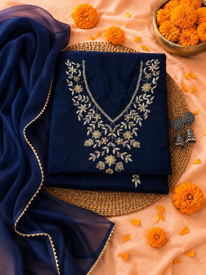 Nilofar Unstitched Suit Set with Floral Zardozi Work