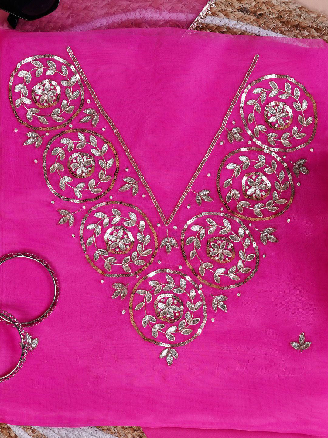Gulaabi Noor Gota Patti Unstitched Suit Set