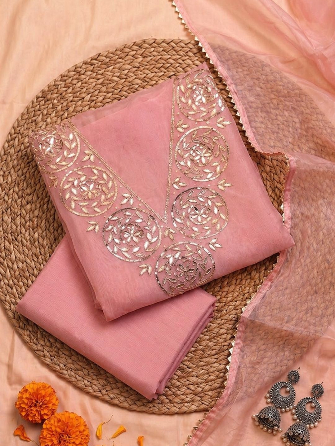 Rosy Noor Gota Patti Unstitched Suit Set
