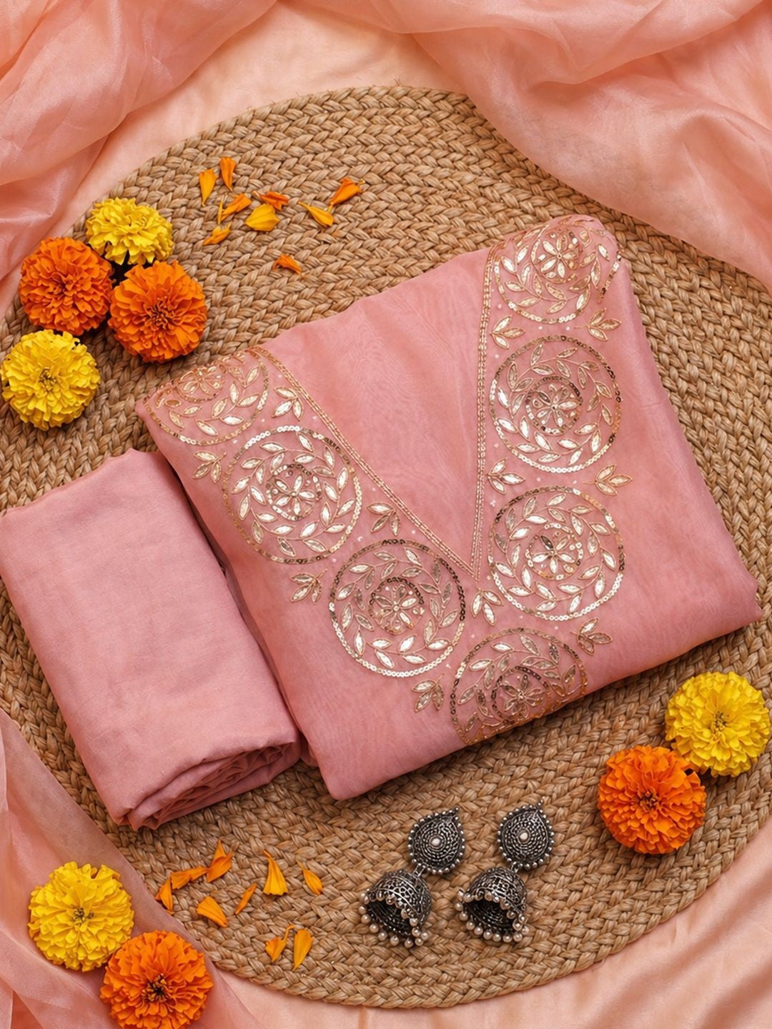Rosy Noor Gota Patti Unstitched Suit Set
