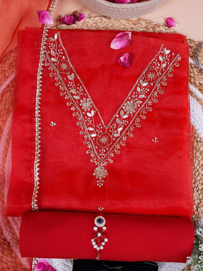 Sindoori Gulrosh Floral Zari & Resham Thread Suit Set