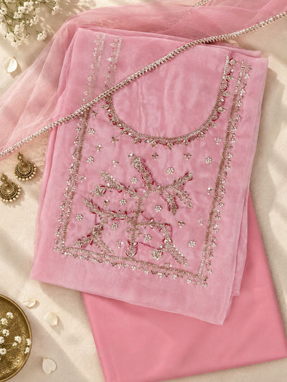 Blush Pink Unstitch Suit with Heavy Handcrafted Zardozi and Gota Patti Work