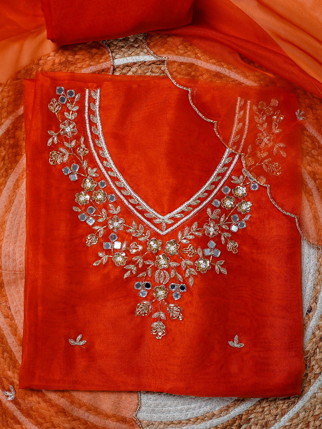 Utsav Floral Resham Hand Embroidered Unstitched Suit Set