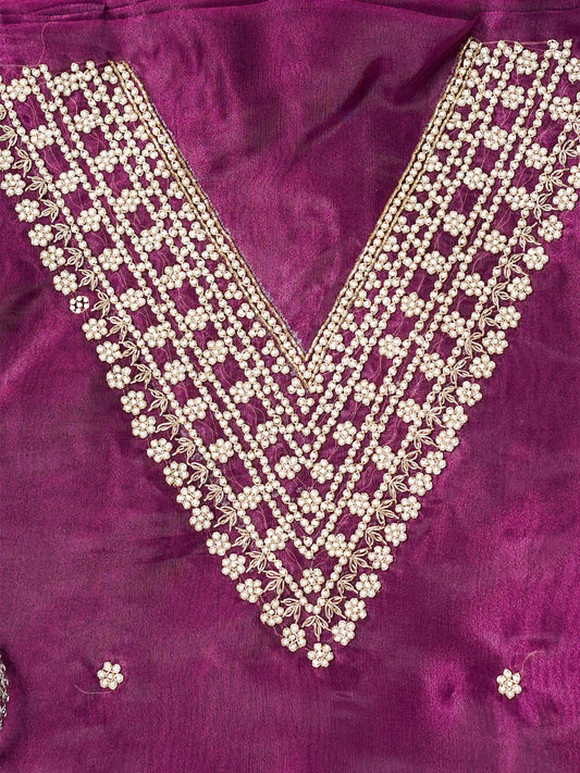 Royal Wine Hand Embroidered Unstitched Suit Set