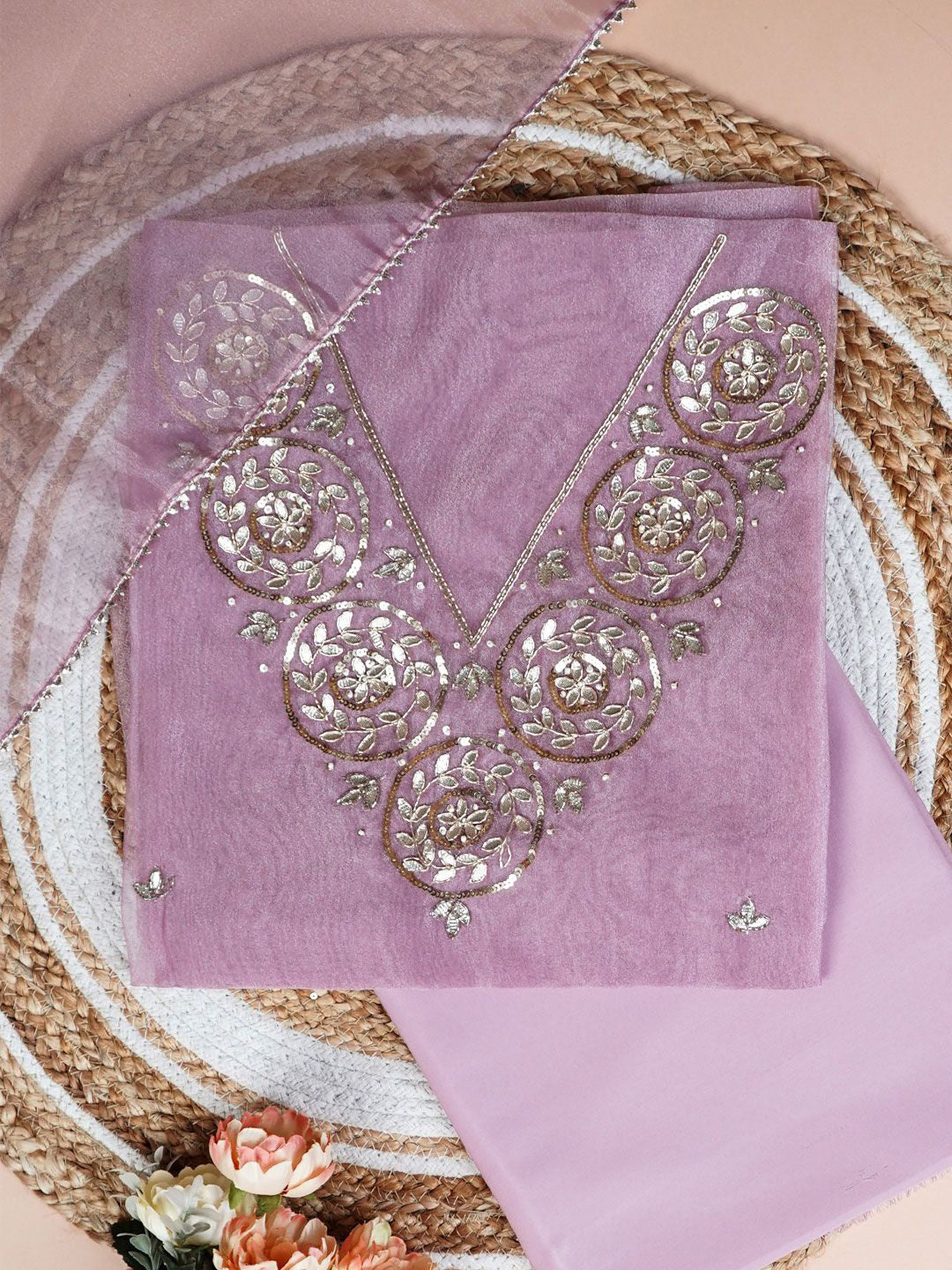 Rosy Noor Gota Patti Unstitched Suit Set