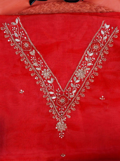 Sindoori Gulrosh Floral Zari & Resham Thread Suit Set