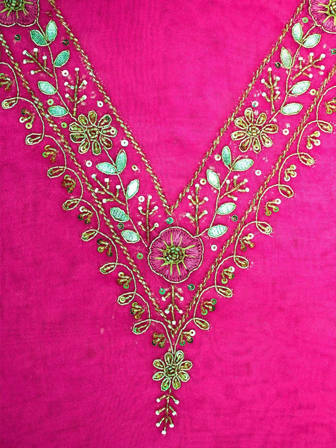 Fuchsia Gulrosh Floral Zari & Resham Thread Suit Set